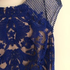 Elegant blue lace cocktail dress